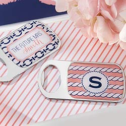 Personalized Silver Bottle Opener - Nautical Bridal Shower 