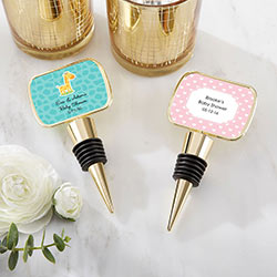 Personalized Gold Bottle Stopper - Baby Shower