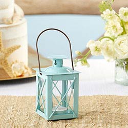 Luminous Blue Mini-Lantern Tea Light Holder