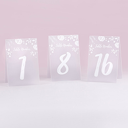 White Frosted Floral Tented Table Numbers (1-18)