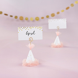 Pink Party Hat Place Card Holder (Set of 6)