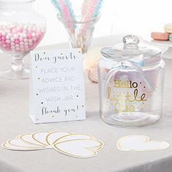 Iridescent Baby Shower Wish Jar with 50 Heart Shaped Cards