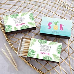 Personalized Black Matchboxes - Pineapples & Palms (Set of 50)