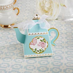 Tea Time Whimsy Teapot Favor Box - Blue (Set of 24)