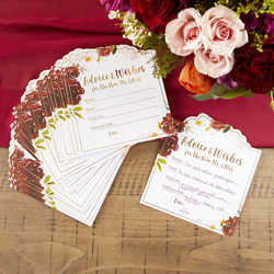Burgundy Blush Floral Wedding Advice Card (Set of 50)