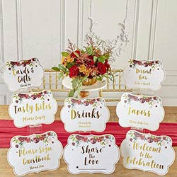Burgundy Blush Party Decor Sign Kit with Built in Kick Stands (Set of 8)