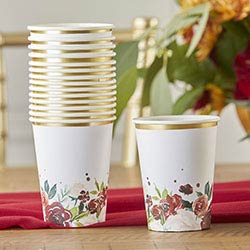 Burgundy Blush 8 oz. Paper Cups (Set of 16)