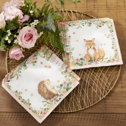 Woodland Baby 2 Ply Paper Napkins - Pink (Set of 30)