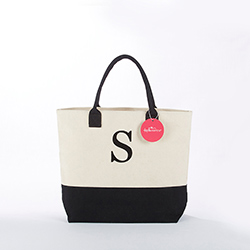 Classic Black and White Monogrammed Tote Bag