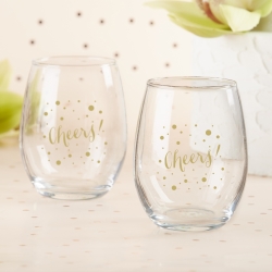 15 oz. Stemless Wine Glass in Gift Box - Cheers (Set of 4)