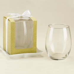Gold 15 oz. Glassware Gift Box with Ribbon (Set of 20)