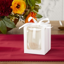 White 15 oz. Glassware Gift Box with Ribbon (Set of 20)