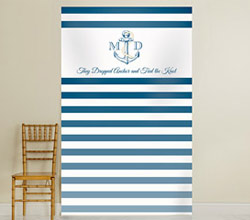 Personalized Photo Backdrop - Kates Nautical Wedding Collection - Royal Blue Stripe