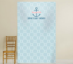 Personalized Photo Backdrop - Kates Nautical Baby Shower Collection - Nautical Rope