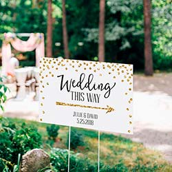 Personalized Directional Sign (18x12) - Gold Glitter Wedding